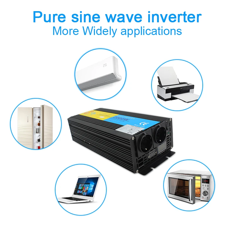 

4000W UPS inverter pure sine wave DC 12V/24V to AC 220V-240V LCD Inverter+Charger & UPS,Quiet and Fast Charge power supply EU
