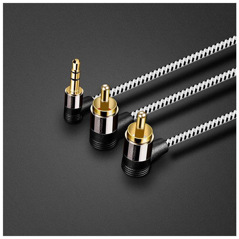 RCA 3 5 мм 90 угольный Aux 2RCA мужской Y сплиттер стерео аудио и вспомогательный кабель