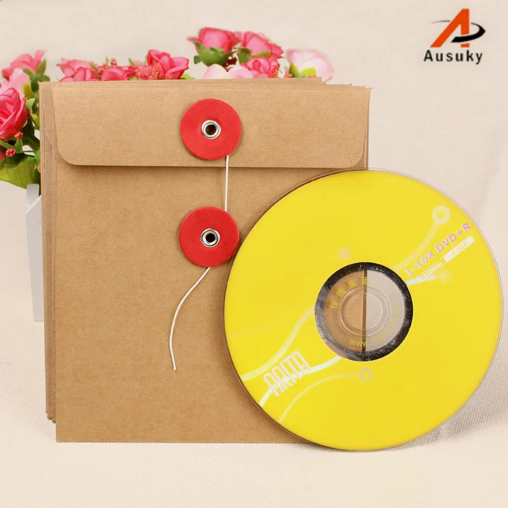 A Ausuky 5 шт. крафт один CD пакет качественная крафт-бумага DVD пакеты крышка конверт