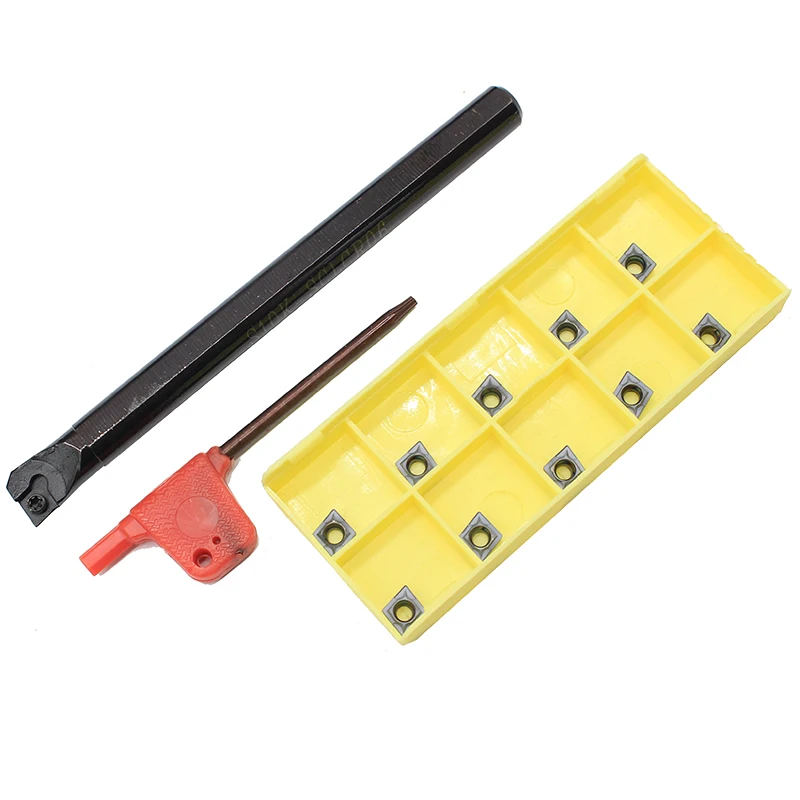 

CCMT060204 LF6018 10PCS+1PCS S10K SCLCR06 carbide insert for CNC Lathe Turnning cutter holder turning tools holder