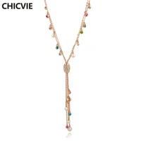 chicvie rhinestones necklaces pendants for women colorful crystal pearl collar necklace jewelry vintage diy necklace sne160128