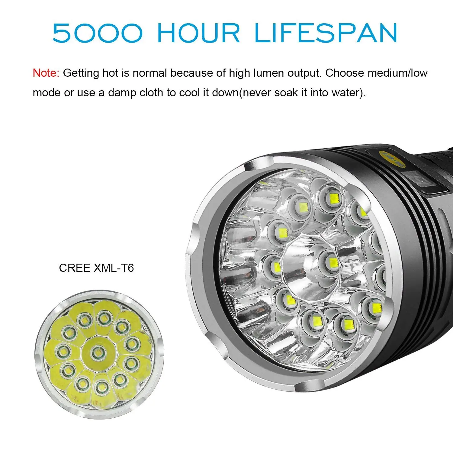 Led Flashlight 10000 Lumens 12xCREE XM-L T6 LED 4 Modes Super Bright Tactical Waterproof Handheld Light with Power | Освещение