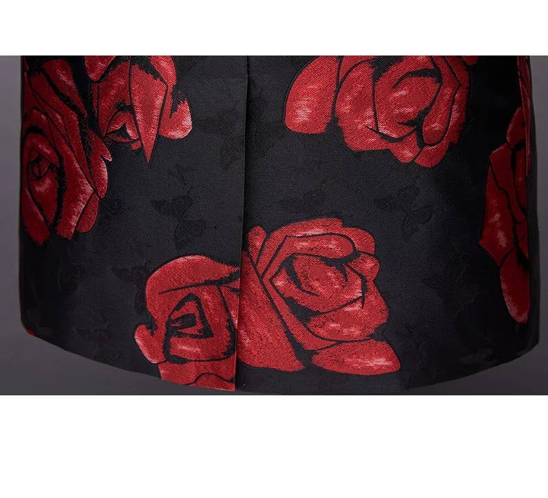 

2 pieces Men Suit Floral Tuxedo Dress Suit jacket black pants high quality prom stage clothing rose print men suits for wedding