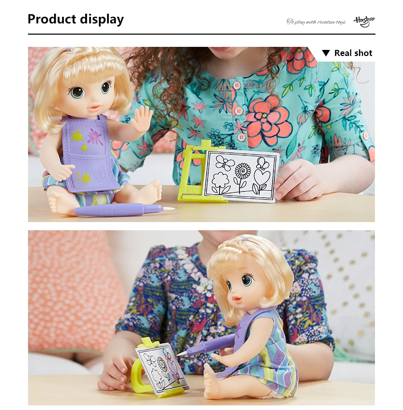 Hasbro Baby Alive Finger paint Детские светлые волосы реалистичные Reborn Детские Куклы Игрушки для девочек интерактивные детские развивающие для возраста 3 года