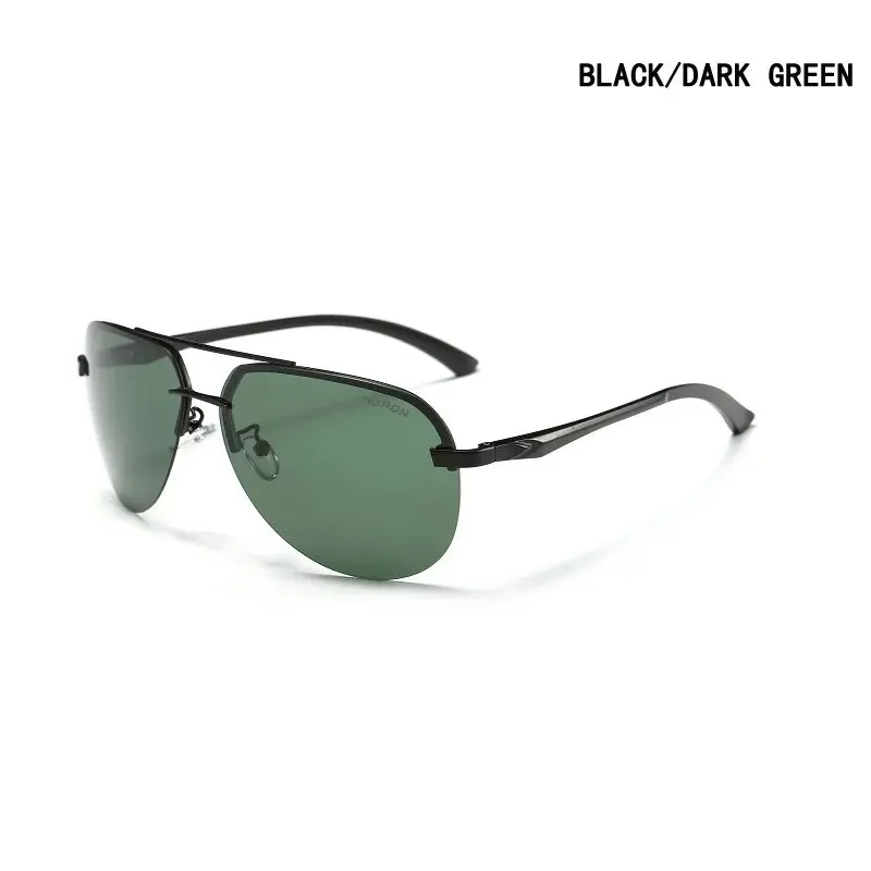 Black DARK Green AORON, мужские поляризованные солнцезащитные очки, мужские, фирменный дизайн, солнцезащитные очки, алюминиевая нога, зеркальные линзы, солнцезащитные очки для мужчин/wo для мужчин - Цвет линз: Black DARK Green