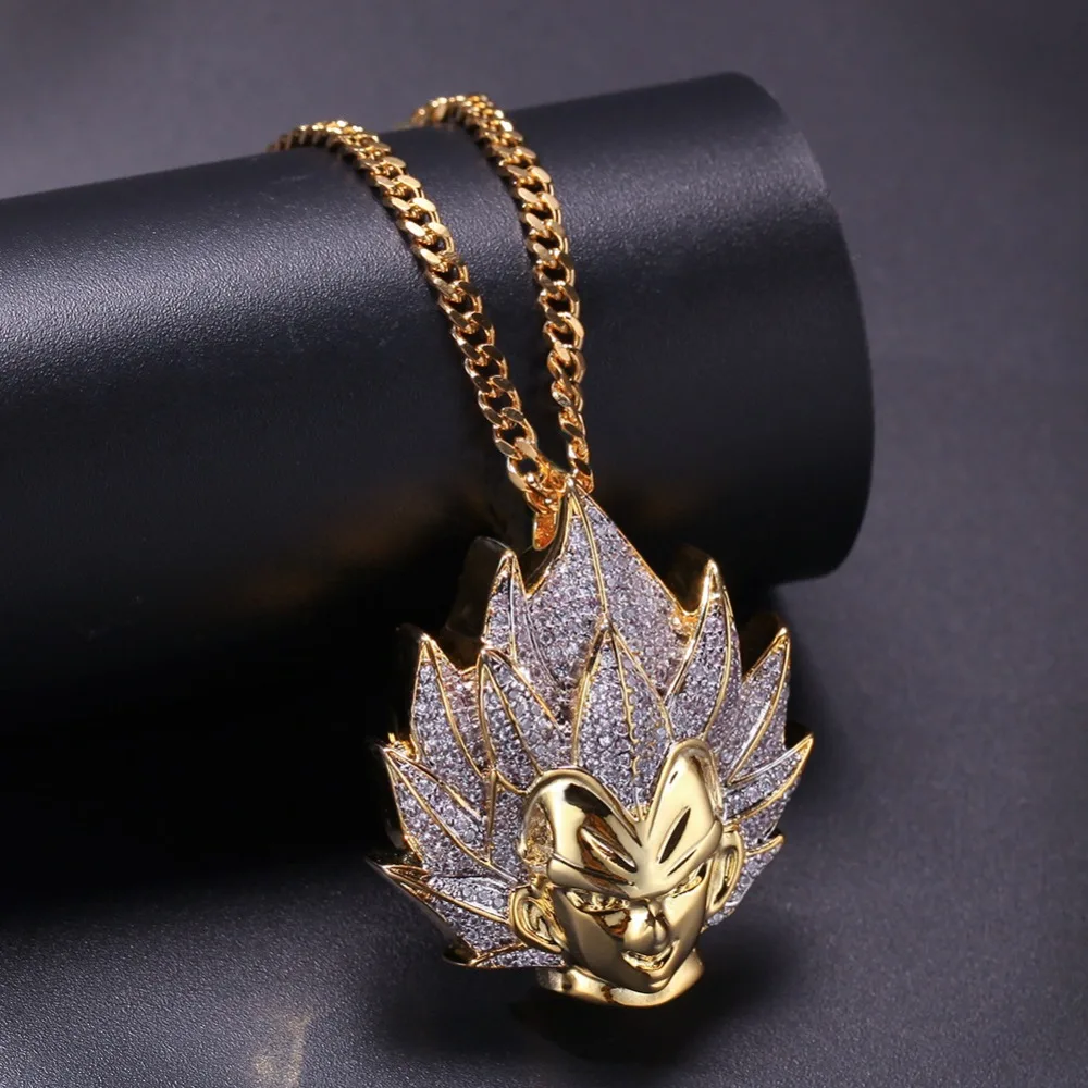 AAA CZ Циркон мультфильм Dragon Ball персонажи ужин Saiyan GOKU кулон ожерелье для мужчин хип хоп Bling Ice Out рэппер ювелирные изделия
