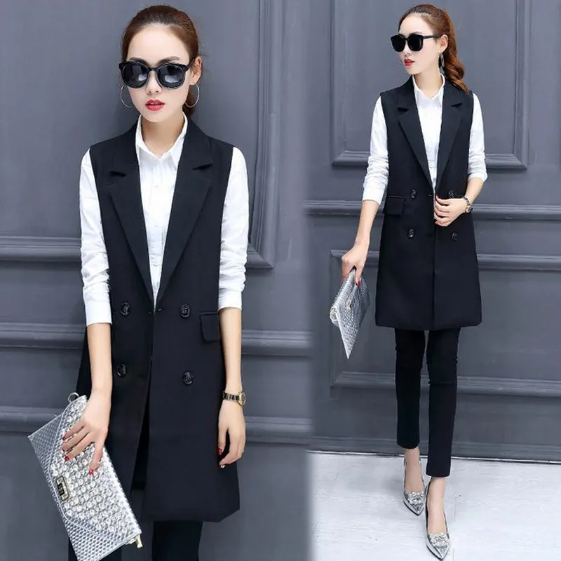 Блейзер без рукавов vest2017 Демисезонный Длинный жилет женский Для женщин верхняя