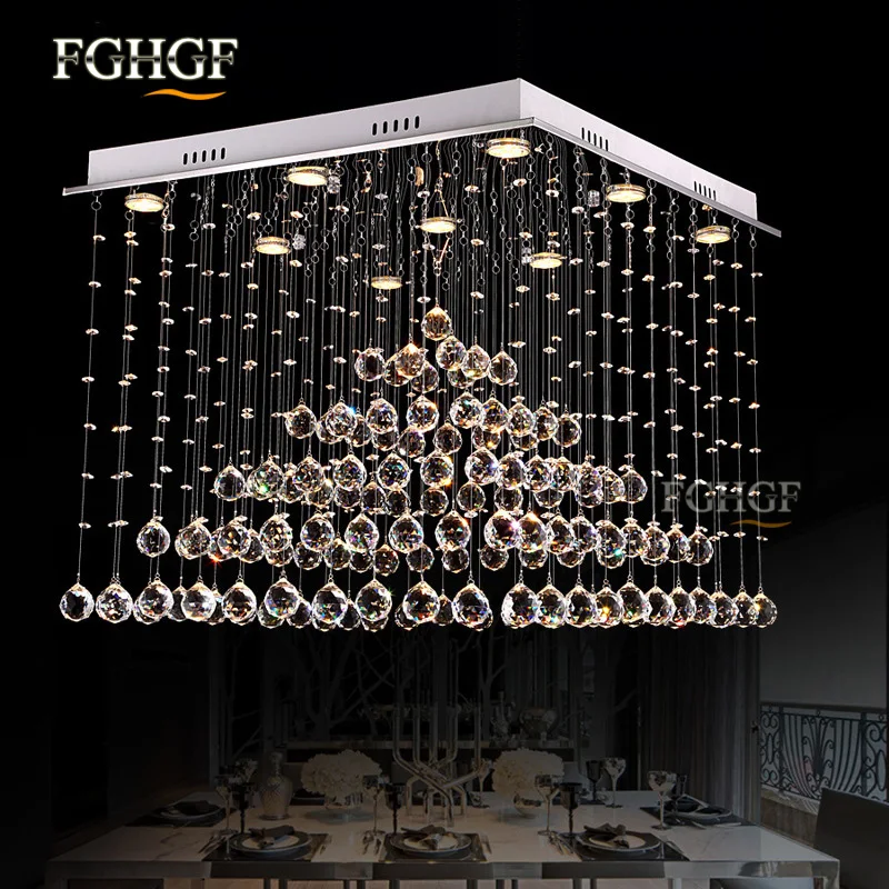 Роскошная квадратная хрустальная люстра современные светильники длинная