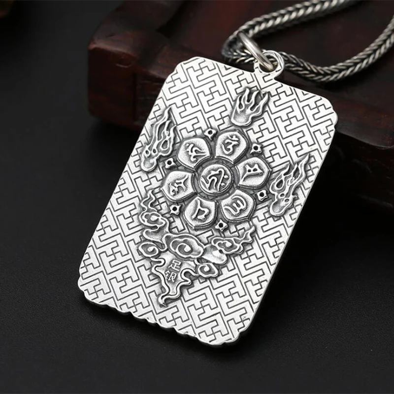 2019 Birthday present Pendant 100% S990 Sterling silver Jewelry Men Buddha Mantra Amulet Necklace making P29 | Украшения и