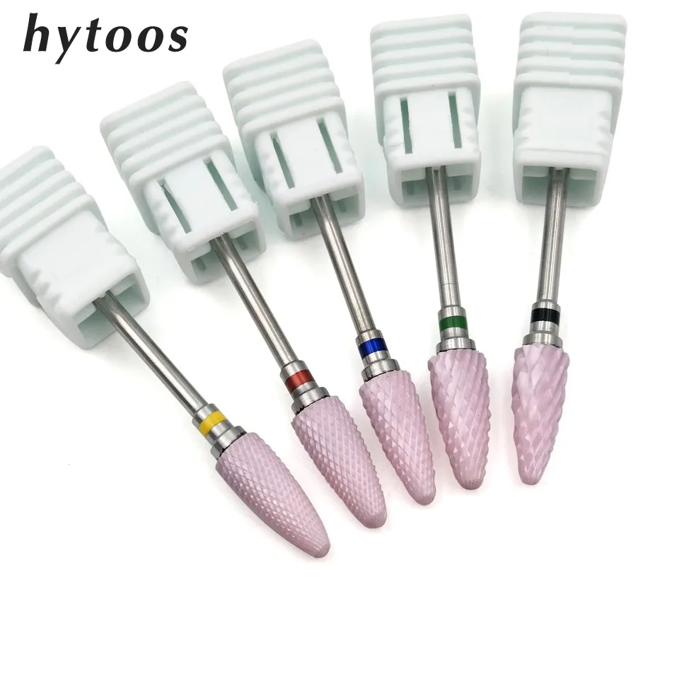 HYTOOS розовый керамический сверло для ногтей 3/3" роторные буровые коронки для маникюра, аксессуары, маникюрные фрезы, фрезерные инструменты