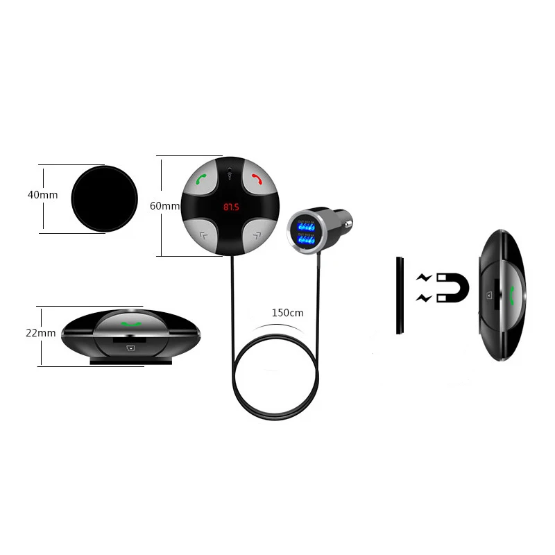 Bluetooth 4 2 автомобиля 5 V 3.4A Dual USB Зарядное устройство автомобильный аудио-музыки Mp3