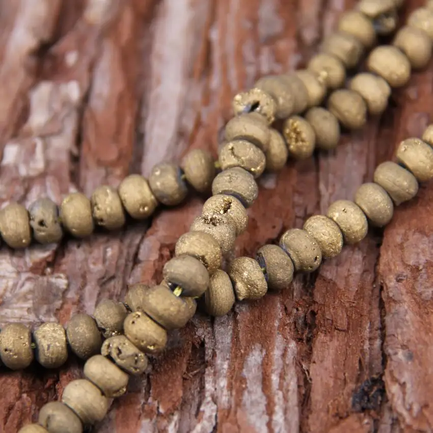 Полная прядь грубые мистические титановые золотистые бусинки ачаса очарование