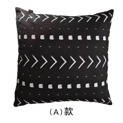 A 45X45CM Простая черная белая хлопковая ткань Геометрическая Подушка с кисточками, Наволочка декоративная подушка, подушка под поясницу - Цвет: A 45X45CM
