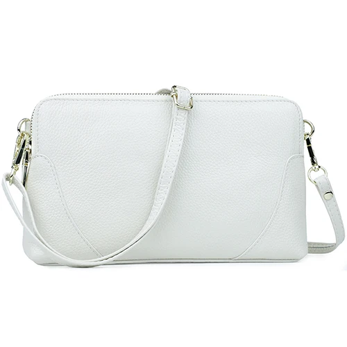 White Бренд COMFORSKIN Bolsas Feminina, повседневные Клатчи из воловьей кожи, натуральная кожа, двойная молния, отделение, сумка-мессенджер, женские сумки - Цвет: White