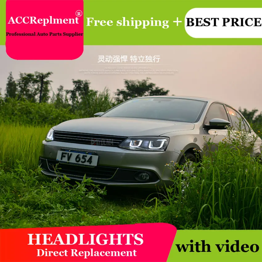 Автомобильный Стайлинг для Volkswagen Jetta головной светильник s U angel eyes 2012-2015 Sagitar