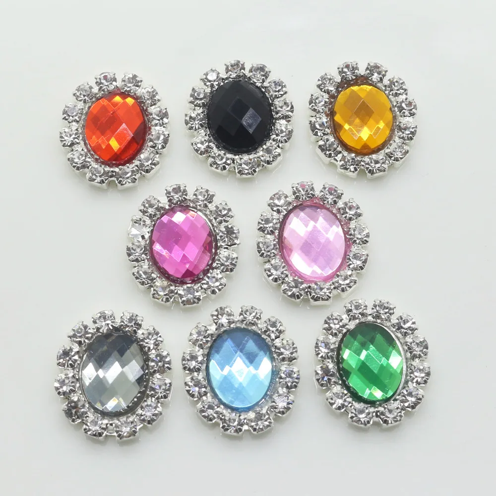 10 шт. декоративные пуговицы для волос 14 х16 мм|oval rhinestone button|rhinestone buttonsflower center |