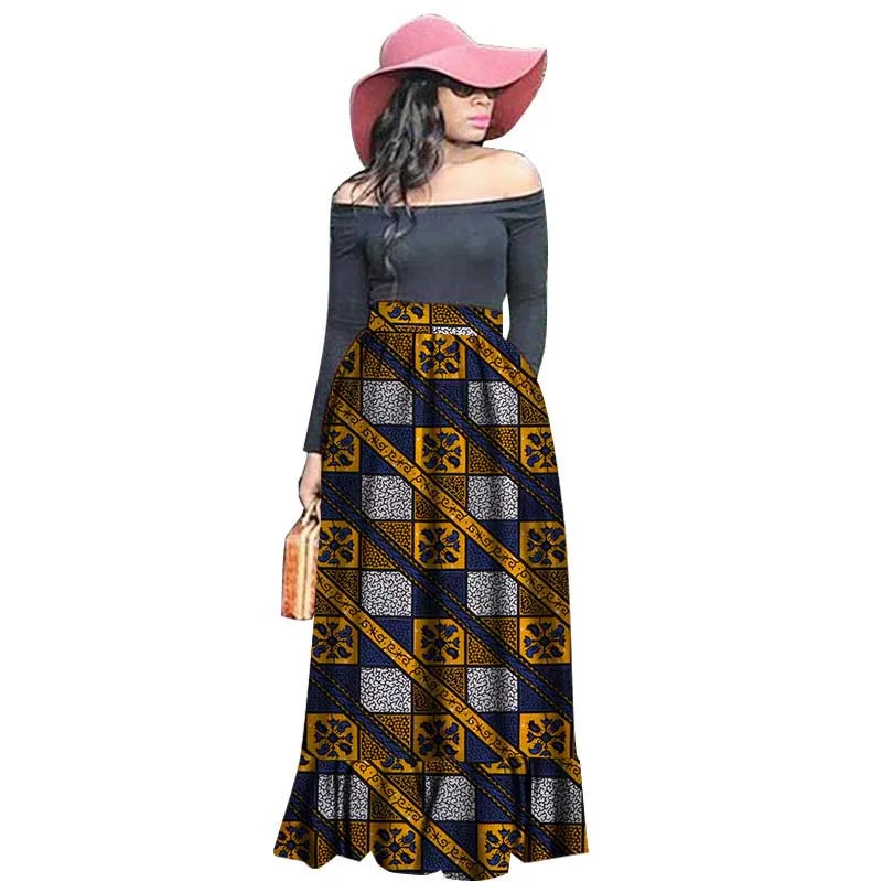 Женская длинная юбка из хлопка с вощеным принтом в африканском стиле модная