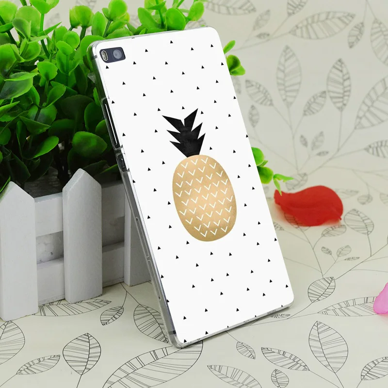 C4033 Прозрачный Жесткий Тонкий чехол с золотым ананасом для huawei P 6 7 8 9 Lite Plus Honor 4C 4X G7