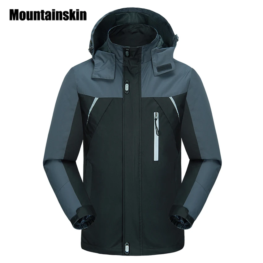Мужская ветровка с капюшоном Mountainskin повседневная Водонепроницаемая размеры до