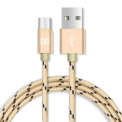 Golden for Micro usb GUSGU нейлоновый Плетеный Micro usb type-C кабель для зарядки и синхронизации данных USB кабель 25 см/1 м/2 м для освещения iPhone 7 6 5S samsung galaxy - Цвет: Golden for Micro usb
