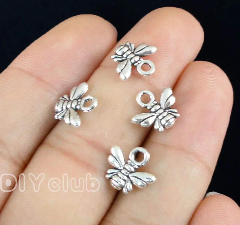150pcs Bee подвески старинное серебро/бронза пчела Подвески Подвеска 11x10 мм|Шармы| |