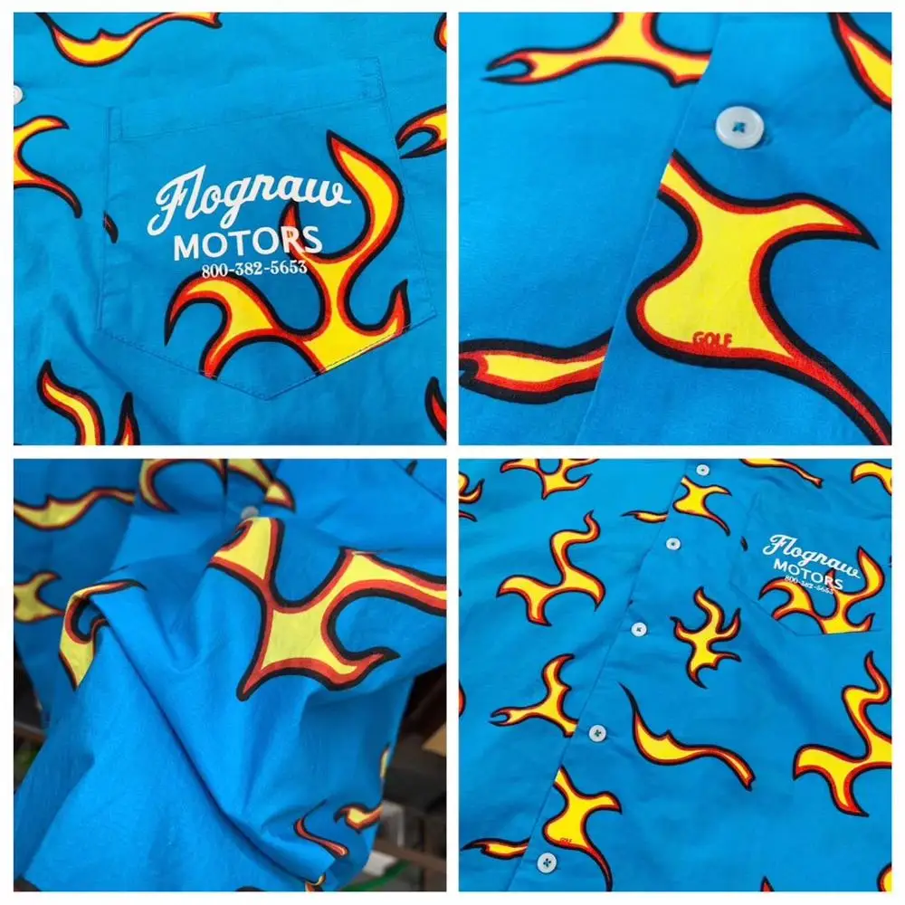 new men golf flame le fleur tyler the creator cotton casual shirts shirt high quality pocket short sleeves top m 2xl ab4 free global shipping