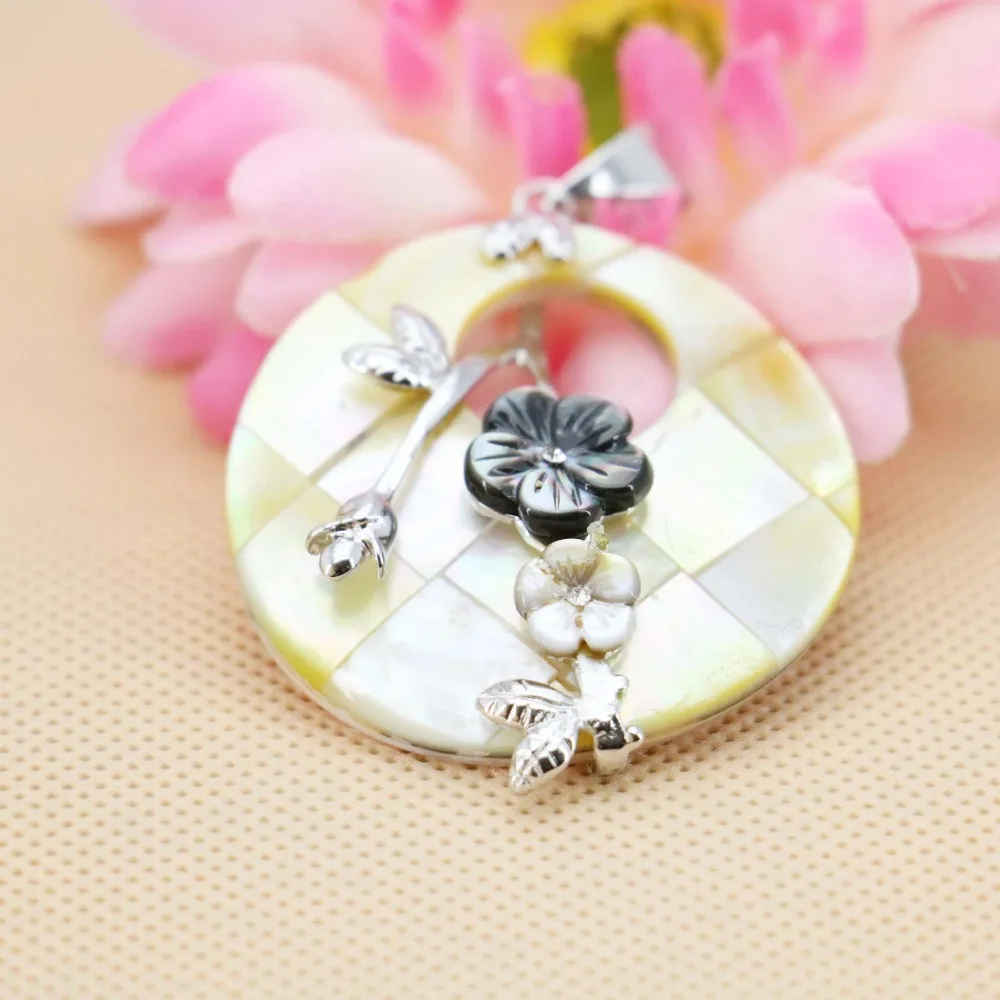 

40mm Natural Abalone seashells sea shells pendants Embroider flower Accessories jewelry making design diy crafts Accessories