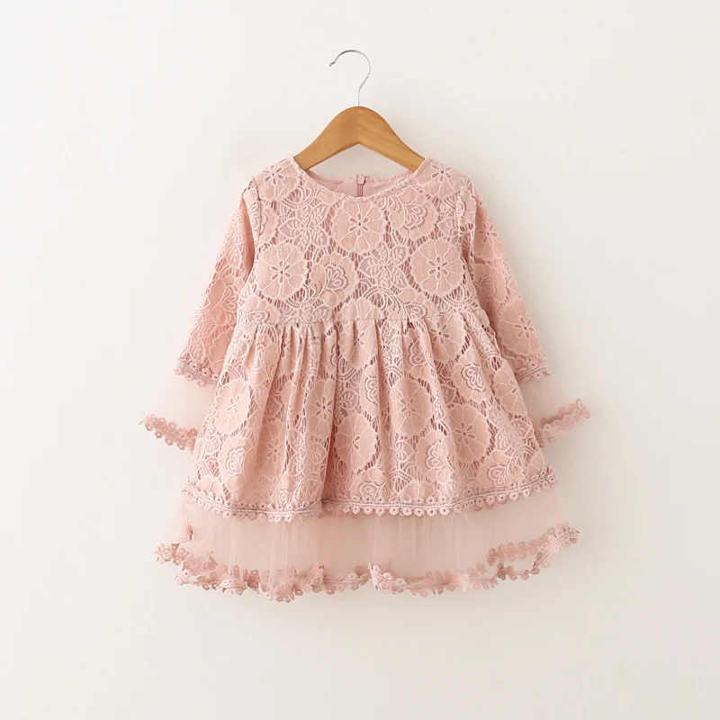 Кружевное платье для девочек Сезон весна-лето Одежда из шифона 2018 красивое