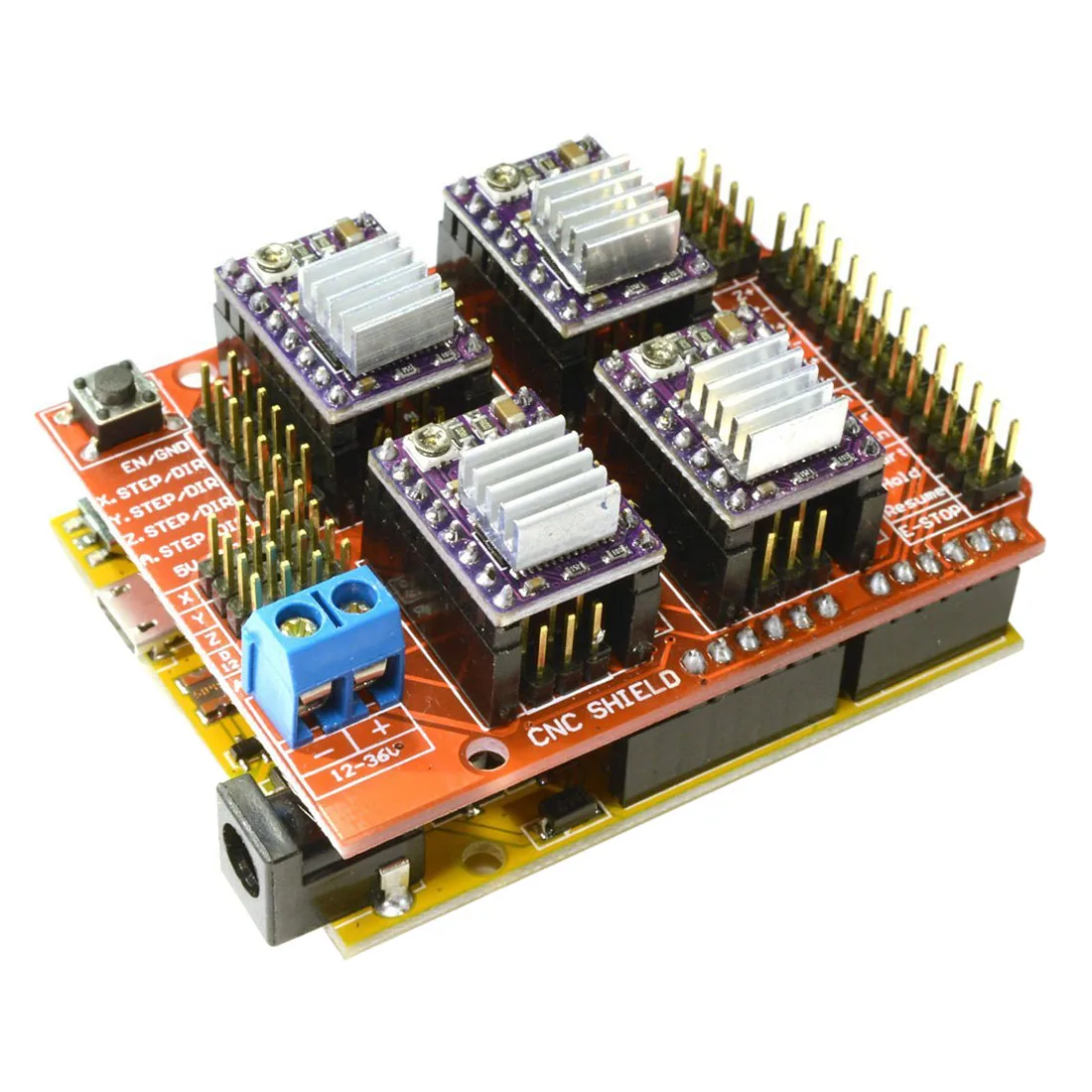 CNC V3 щит + UNO R3 для Arduino совместимая плата 4x TI DRV8825 StepStick Шаговые драйверы красный
