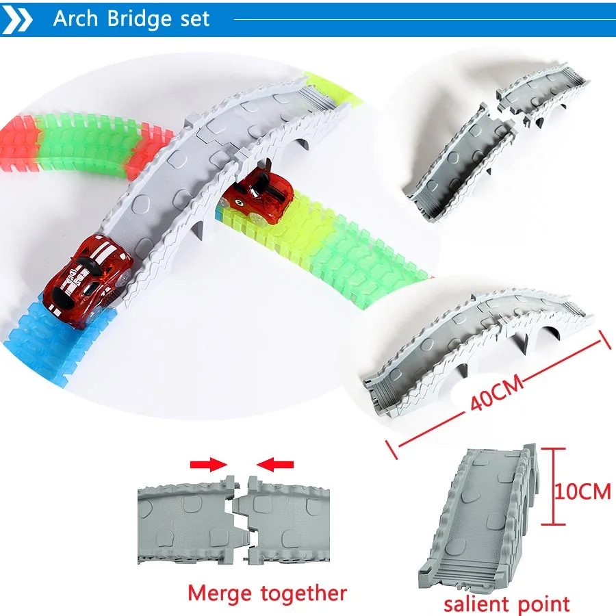 arch bridge 1 set Deluxe создать дорогу с лифтом 15 футов гибкая дорога, умственное стимулирование и использует тактильные помолвки полностью настраиваемые - Цвет: arch bridge 1 set