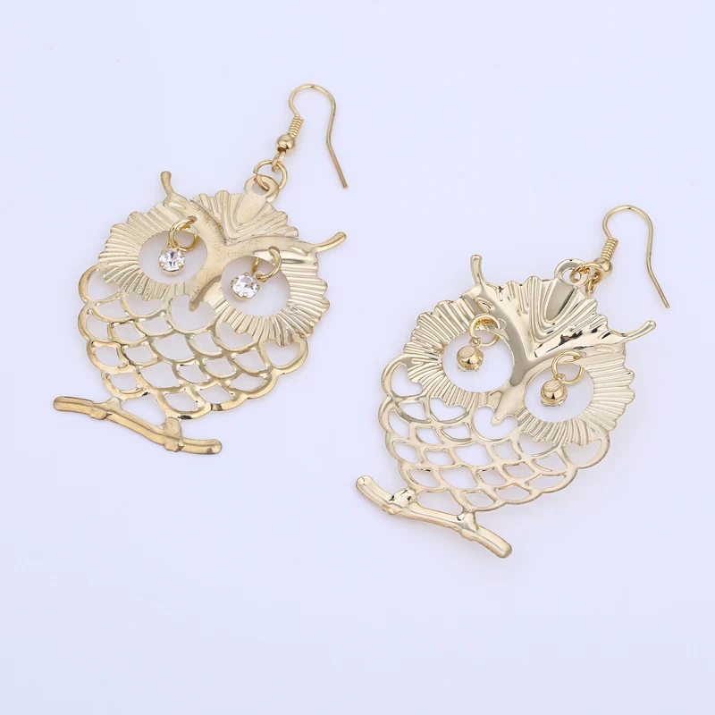 TDQUEEN металлический лист Сова Подвеска и серьги-подвески серебряный золотой цвет