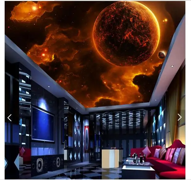 3D обои на заказ потолочные фотообои с ослепляющей красивой планетой Френки для