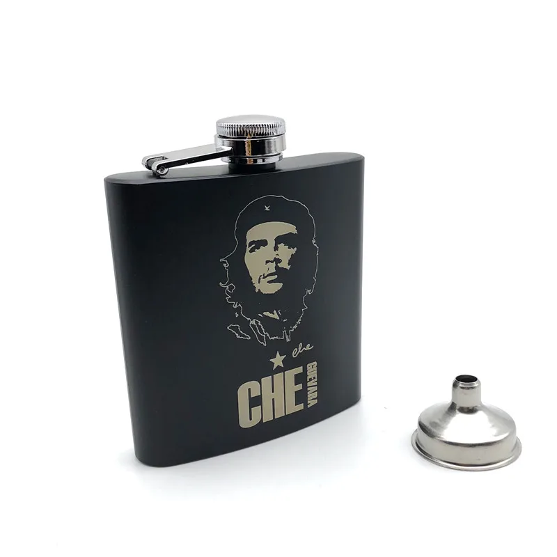 Колба труба Che Guevara черная 6 унций нержавеющая сталь персонализированная колба
