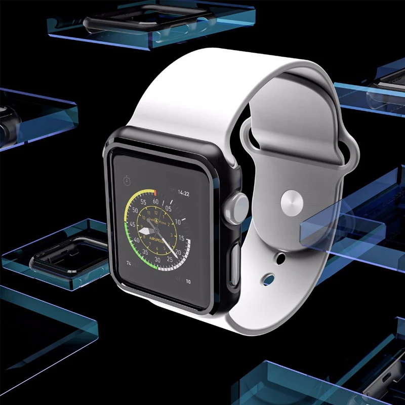 2 шт. очень тонкие черные часы рамка ПК чехол Защитный чехол для Apple Watch серии 1/2/3 для Watch, 38, 42 мм аксессуары для часов