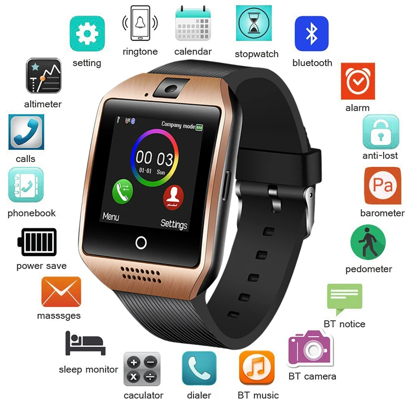 LIGE 2019 Смарт часы мужские sim-карты камера музыкальный плеер светодиодный большой