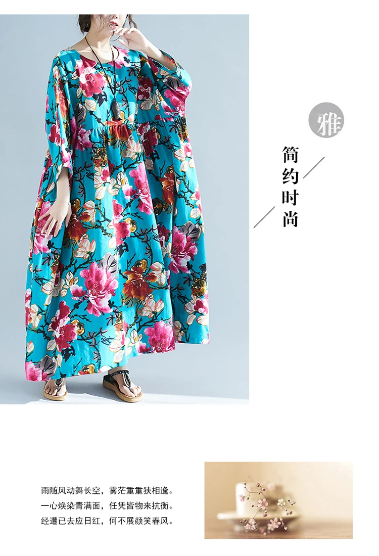 Платья для женщин размера плюс, Boho, 4XL, 5XL, 6XL, 7XL, большое летнее платье, женское платье с цветочным принтом, хлопковое, льняное, макси платье
