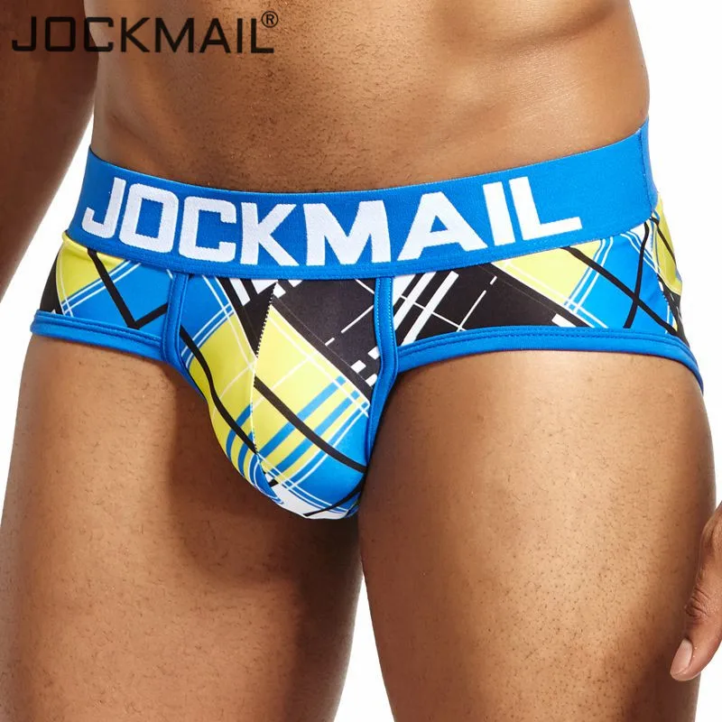 JOCKMAIL Брендовое сексуальное нижнее белье мужские трусы в клетку с принтом быстро