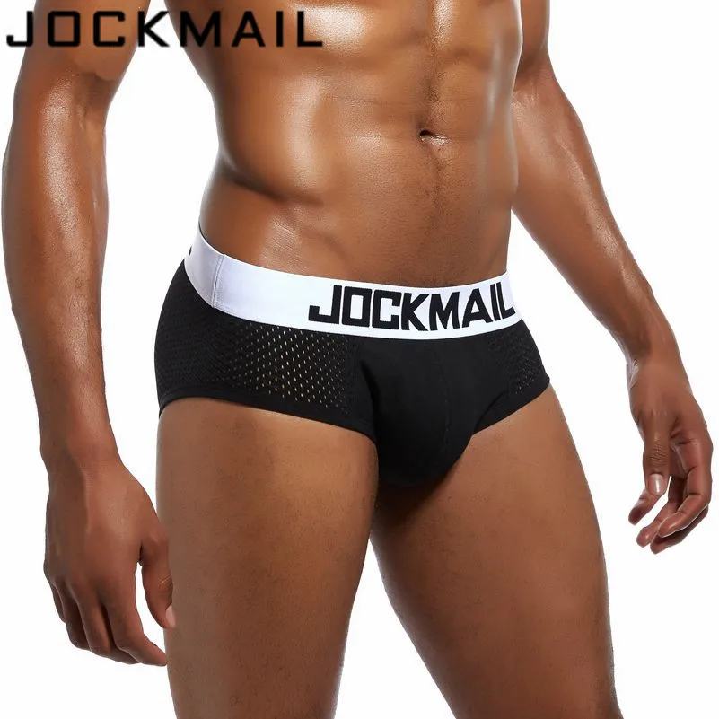Брендовая сексуальная сетка JOCKMAIL! Мужские трусы брифы в стиле ретро черные