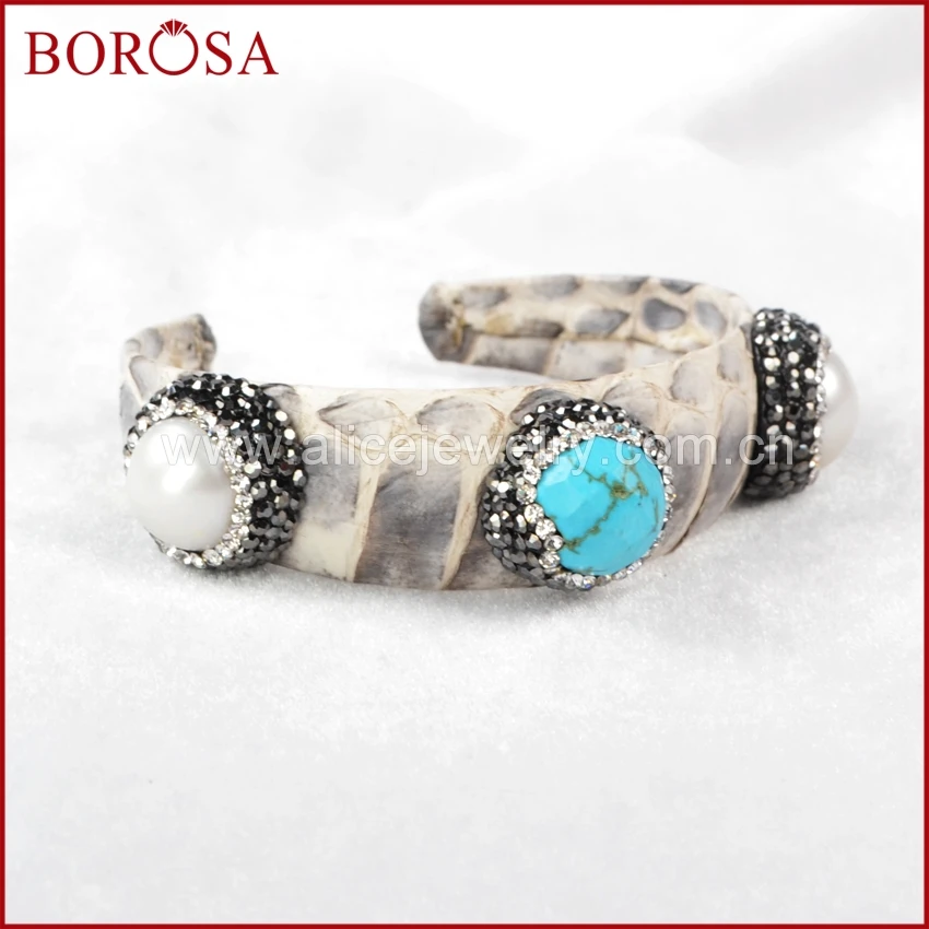Borosa Druzy три круглый Multi-Вид камнем циркон манжеты Браслеты модные Howlite камни