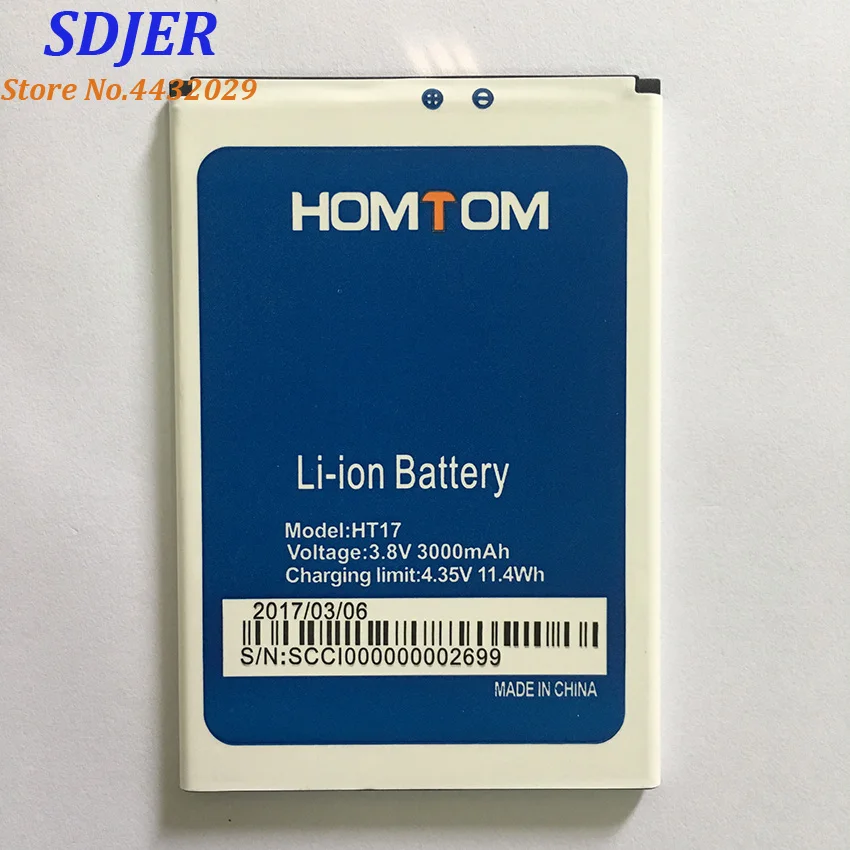 HOMTOM HT17 батарея 100% оригинальные батареи Replecement большая емкость 3000 мАч резервная