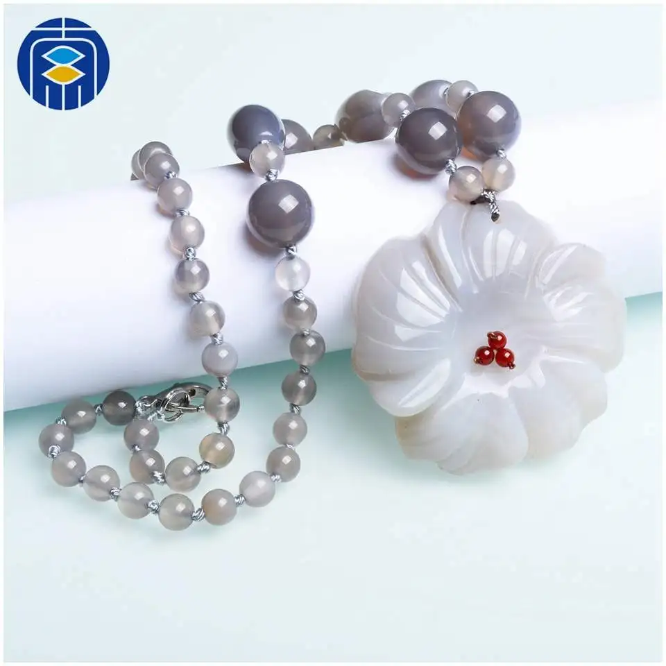 N-D004 Grey Agate JuleeCrystal женское эффектное ожерелье с натуральными камнями цветы кулон ожерелье модное ожерелье с камнями - Окраска металла: N-D004 Grey Agate