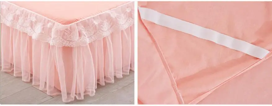 Romantic Wedding Bedding Mattress Cover Pillow cases 1/3pcs Solid Lace Princess Bedspread Bed Skirt Fitted Sheet Twin Queen King