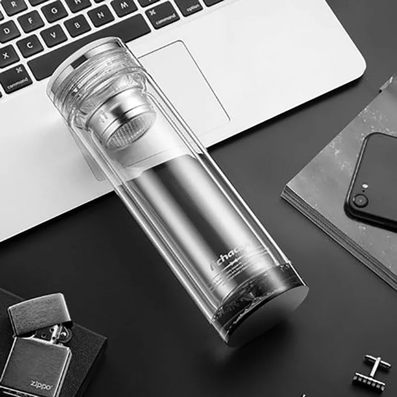 380ml Color C Двухслойные Стеклянные бутылки для воды, фильтр для чашки, спортивные бутылки, бутылка для воды для спортзала, детская бутылка для воды, Спортивная бутылка для питья WZD115 - Цвет: 380ml Color C