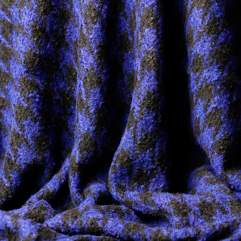 150cm width 570g/m dark blue black birds tweed 100%wool materials qutumn winter coat DIY clothes fabrics | Дом и сад