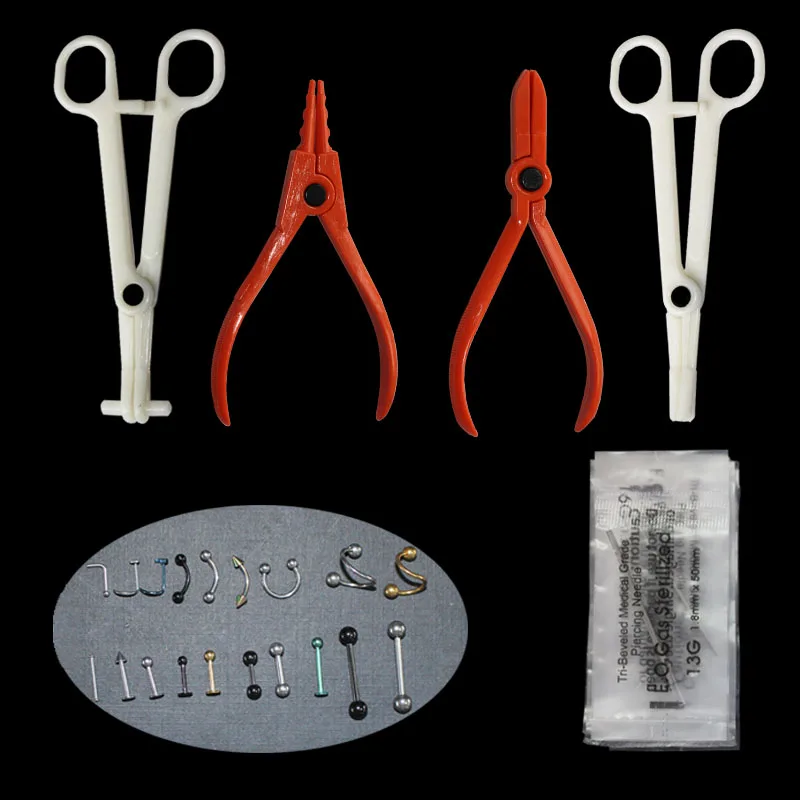 

1pcs Disposable Body Piercing Kit Tools Pliers Forceps Needles Accessories Set