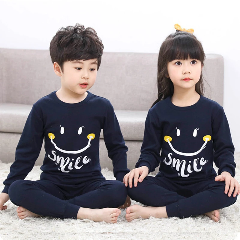 Красивый хлопковый пижамный комплект для маленьких мальчиков и девочек милая