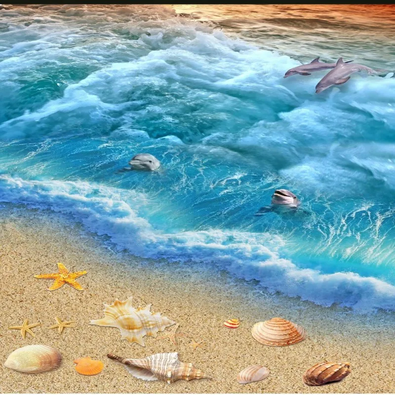 beibehang 3D marine world floor bathroom kitchen balcony PVC wallpaper from the mural wall stickers | Обустройство дома