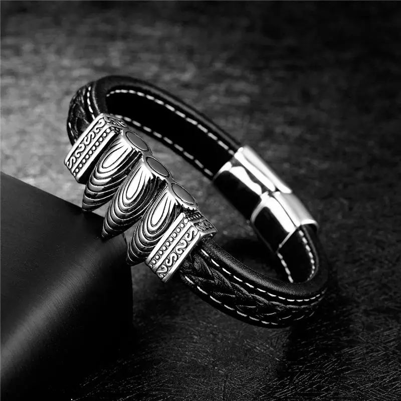 V.YA ювелирный повседневный мужской браслет из искусственной кожи и модный с тремя