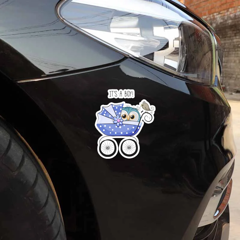 YJZT 13.7CM*15CM Owl Boy On The Trolley PVC Window Decoration Car Sticker 11-01368 | Автомобили и мотоциклы