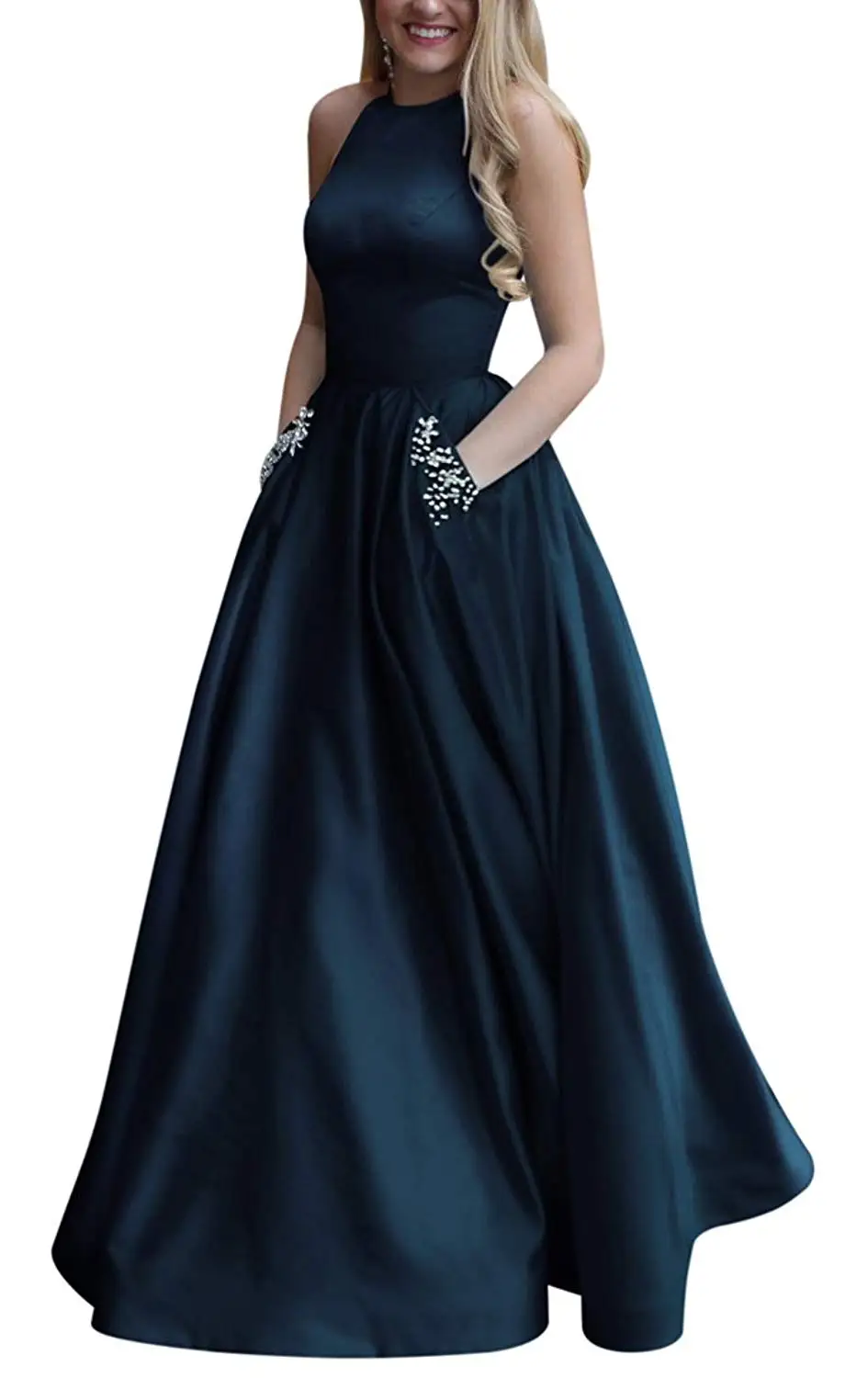 Женское вечернее платье с открытой спиной длинное трапециевидной формы